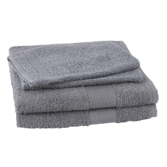 JULES CLARYSSE Lot de 2 serviettes + 2 gants de toilette Viva  - Gris