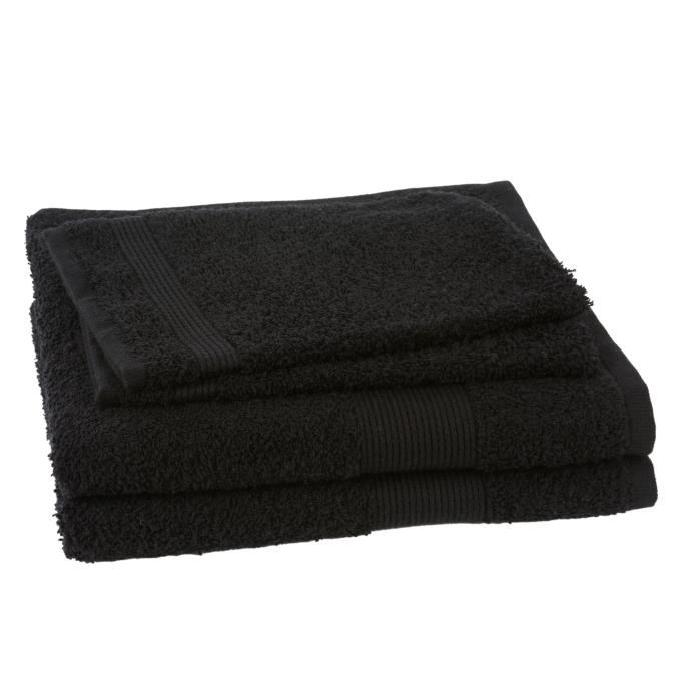 JULES CLARYSSE Lot de 2 serviettes + 2 gants de toilette Viva - Noir