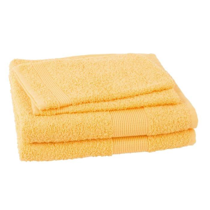 JULES CLARYSSE Lot de 2 serviettes + 2 gants de toilette Viva - Jaune