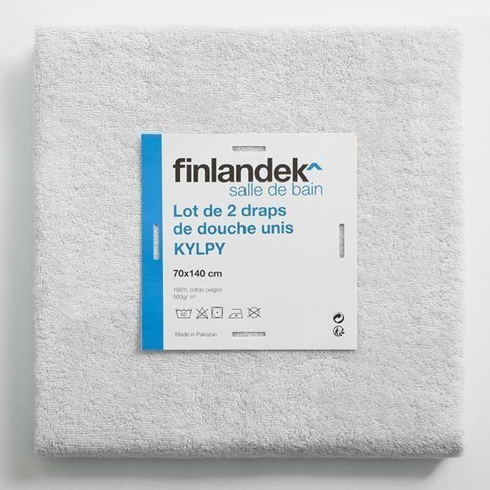 FINLANDEK Set de 2 Draps de douche KYLPY 70x140 cm blanc