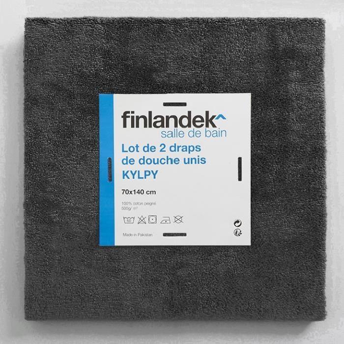 FINLANDEK Set de 2 Draps de douche KYLPY 70x140 cm noir