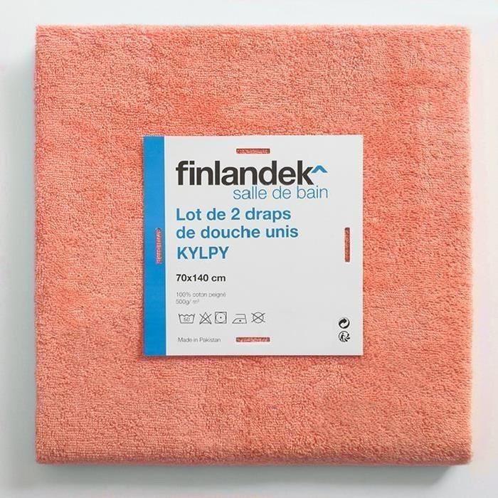 FINLANDEK Set de 2 Draps de douche KYLPY 70x140 cm corail