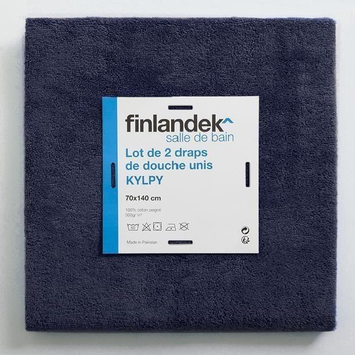 FINLANDEK Set de 2 Draps de douche KYLPY 70x140 cm bleu marine