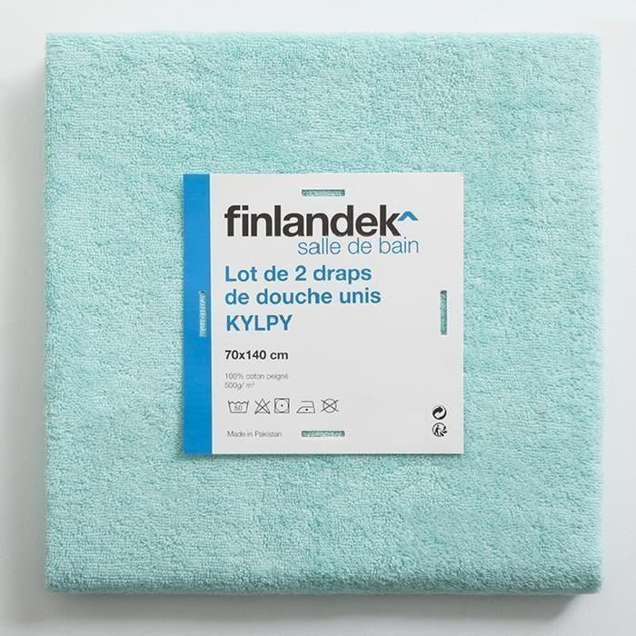 FINLANDEK Set de 2 Draps de douche KYLPY 70x140 cm vert menthe