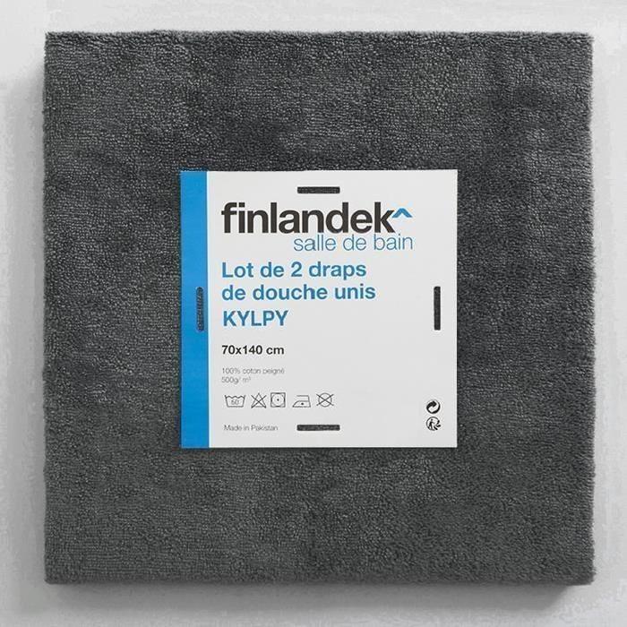 FINLANDEK Set de 2 Draps de douche KYLPY 70x140 cm anthracite