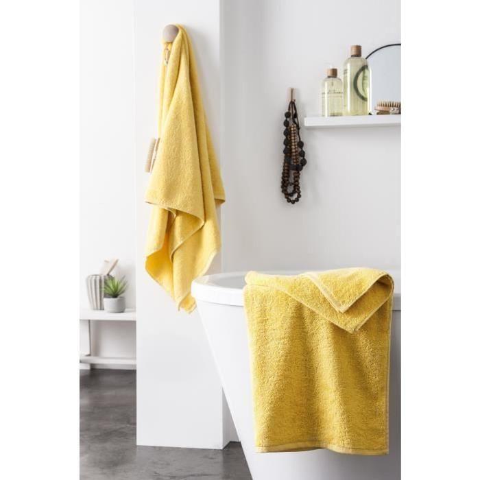 FINLANDEK Set de 2 Draps de douche KYLPY 70x140 cm jaune moutarde