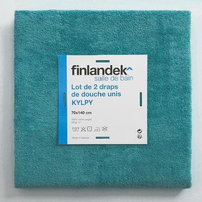 FINLANDEK Set de 2 Draps de douche KYLPY 70x140 cm bleu pétrole