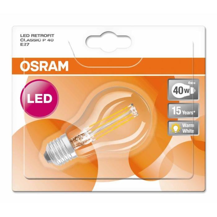 OSRAM Ampoule filament LED E27 4 W équivalent a 40 W blanc chaud