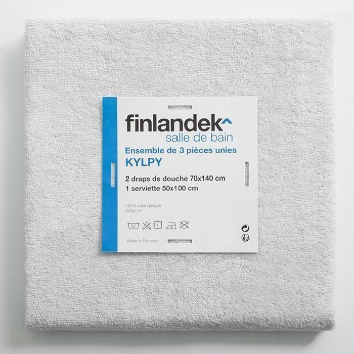 FINLANDEK Set de 2 Serviettes de toilette KYLPY 50x100 cm blanc