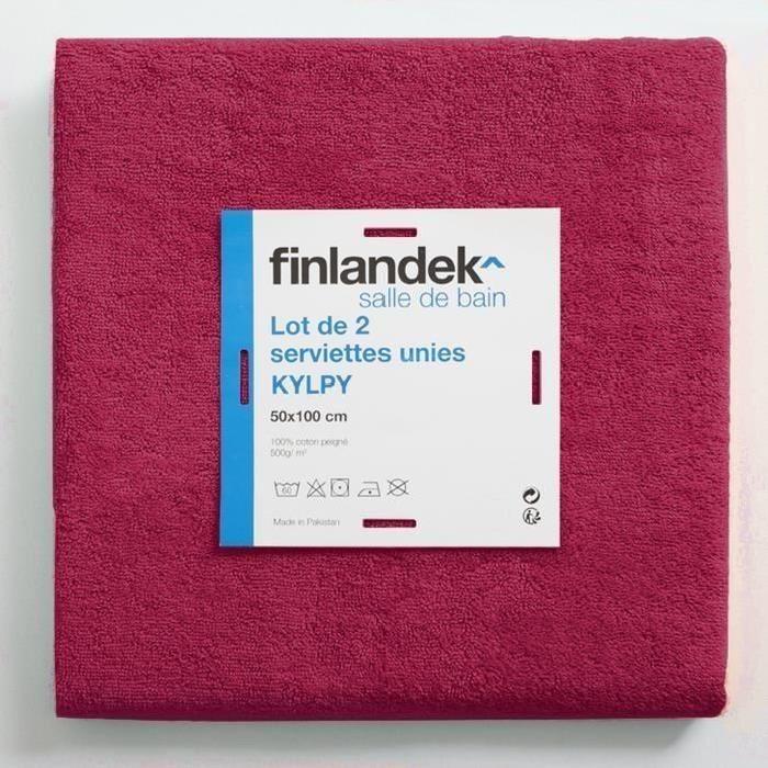 FINLANDEK Set de 2 Serviettes de toilette KYLPY 50x100 cm framboise