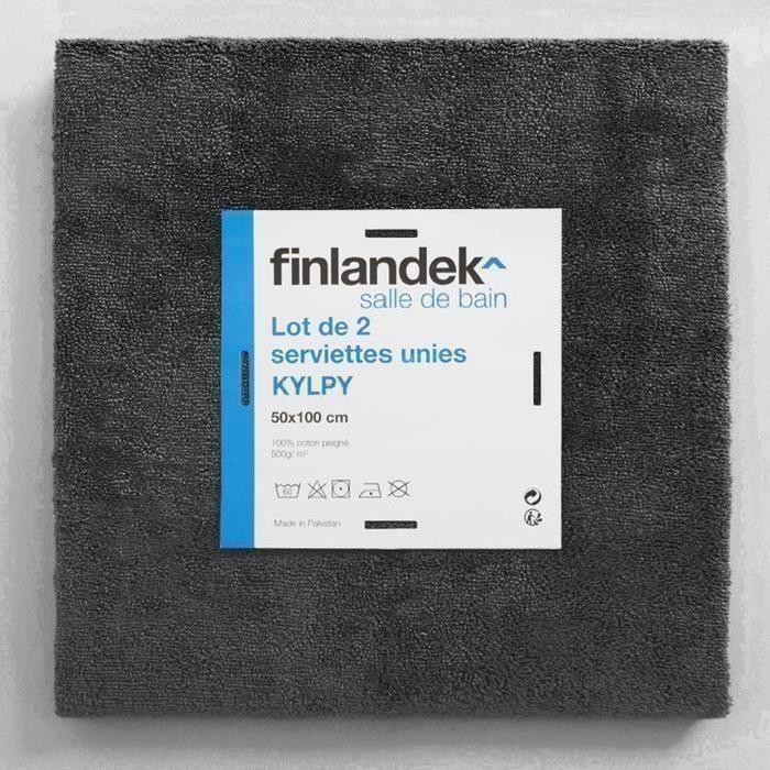 FINLANDEK Set de 2 Serviettes de toilette KYLPY 50x100 cm noir