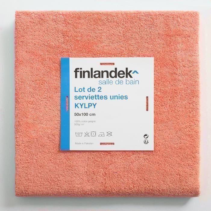 FINLANDEK Set de 2 Serviettes de toilette KYLPY 50x100 cm corail