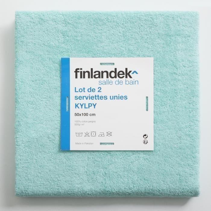 FINLANDEK Set de 2 Serviettes de toilette KYLPY 50x100 cm vert menthe