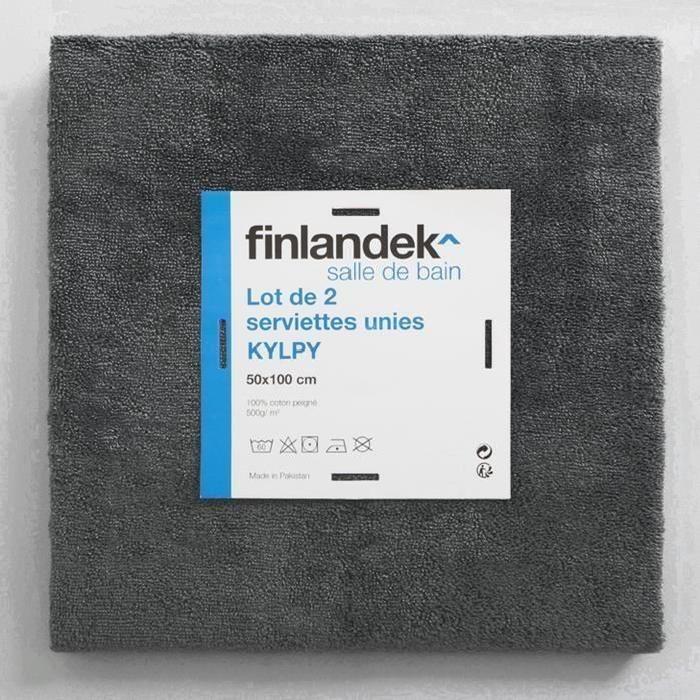 FINLANDEK Set de 2 Serviettes de toilette KYLPY 50x100 cm anthracite