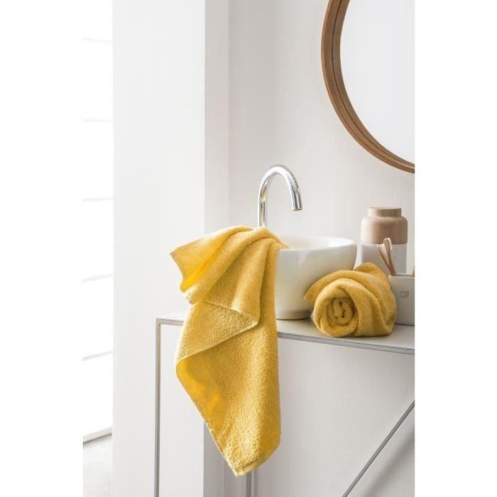 FINLANDEK Set de 2 Serviettes de toilette KYLPY 50x100 cm jaune moutarde