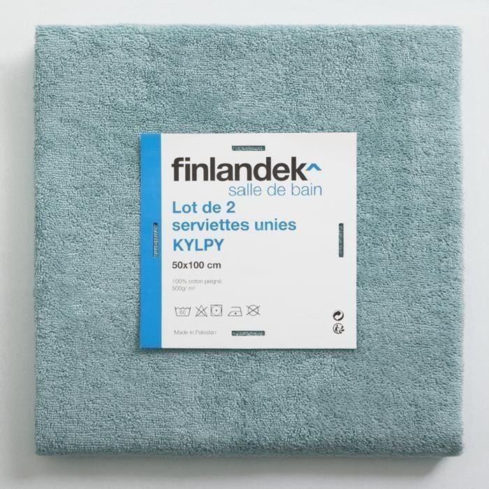 FINLANDEK Set de 2 Serviettes de toilette KYLPY 50x100 cm vert de gris