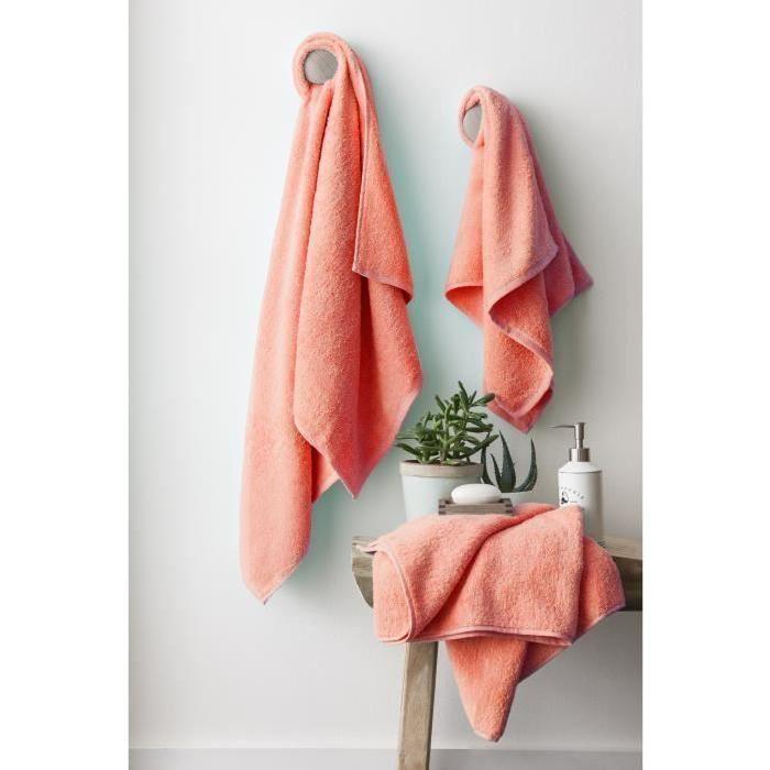 FINLANDEK Set de 2 Draps de douche 70x140 cm + 1 serviette de toilette 50x100 cm KYLPY corail