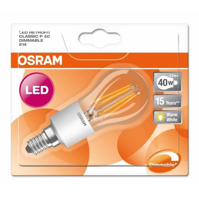 OSRAM Ampoule filament LED E14 5 W équivalent a 40 W blanc chaud dimmable variateur