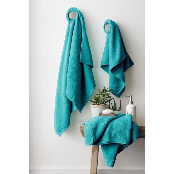 FINLANDEK Set de 2 Draps de douche 70x140 cm + 1 serviette de toilette 50x100 cm KYLPY bleu pétrole