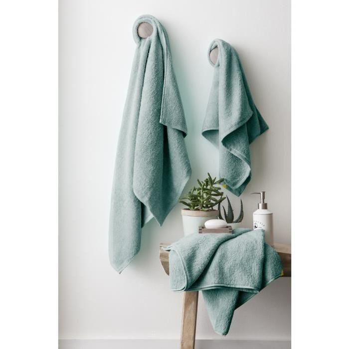 FINLANDEK Set de 2 Draps de douche 70x140 cm + 1 serviette de toilette 50x100 cm KYLPY vert de gris