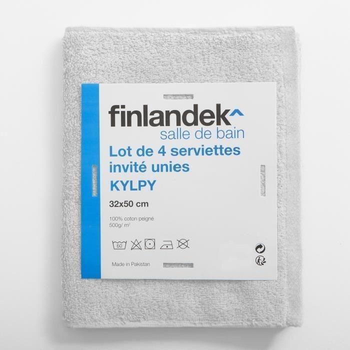 FINLANDEK Set de 4 Serviettes invités KYLPY 32x50 cm blanc