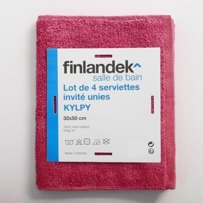 FINLANDEK Set de 4 Serviettes invités KYLPY 32x50 cm framboise