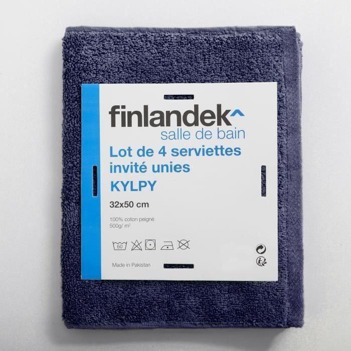 FINLANDEK Set de 4 Serviettes invités KYLPY 32x50 cm bleu marine