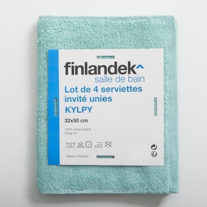 FINLANDEK Set de 4 Serviettes invités KYLPY 32x50 cm vert menthe