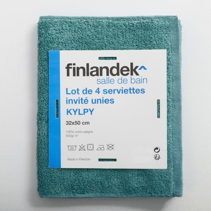 FINLANDEK Set de 4 Serviettes invités Kylpy 32x50 cm bleu pétrole