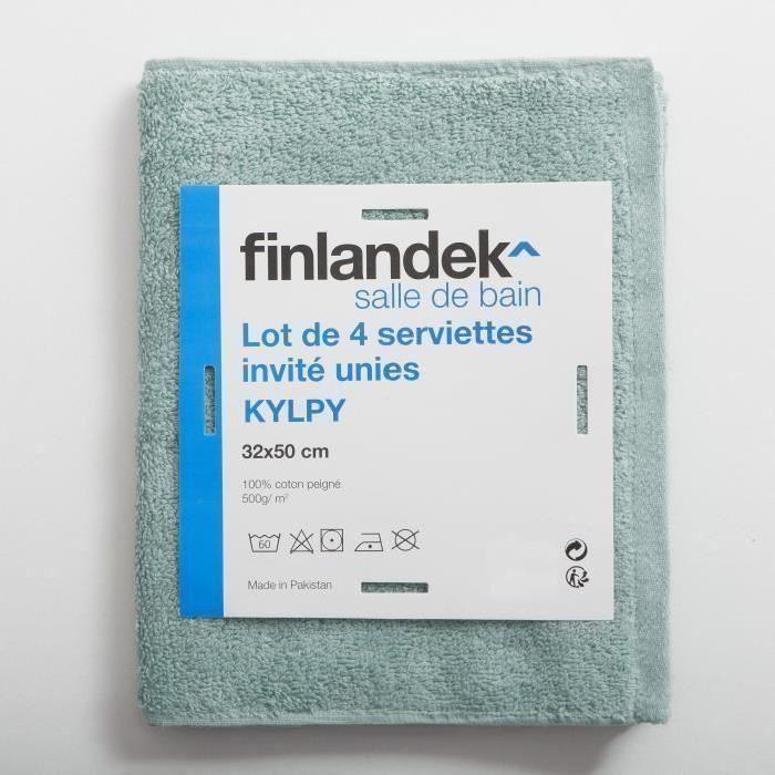 FINLANDEK Set de 4 Serviettes invités KYLPY 32x50 cm vert de gris