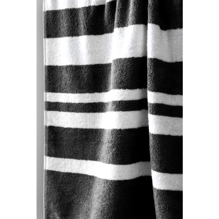 FINLANDEK Set de 2 Draps de douche KYLPY 70x140 cm rayures noir et blanc