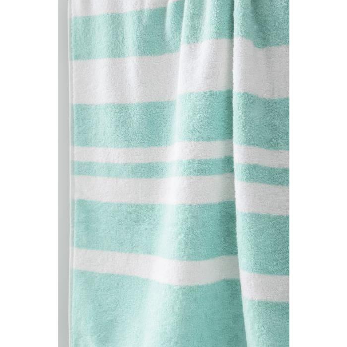 FINLANDEK Set de 2 Draps de douche KYLPY 70x140 cm rayures vert menthe et blanc