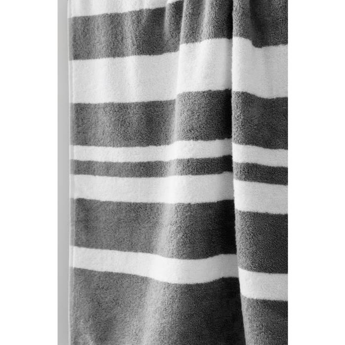 FINLANDEK Set de 2 Draps de douche KYLPY 70x140 cm rayures anthracite et blanc