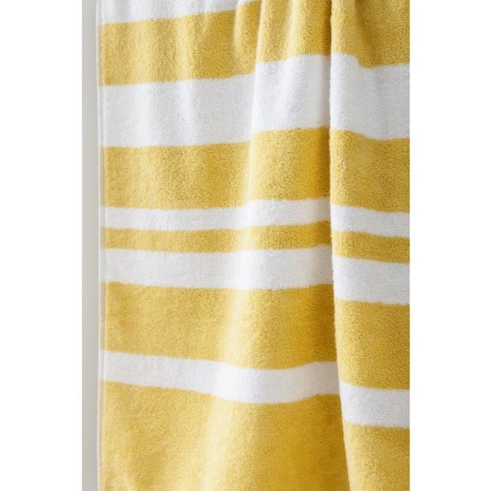 FINLANDEK Set de 2 Draps de douche KYLPY 70x140 cm rayures jaune moutarde et blanc