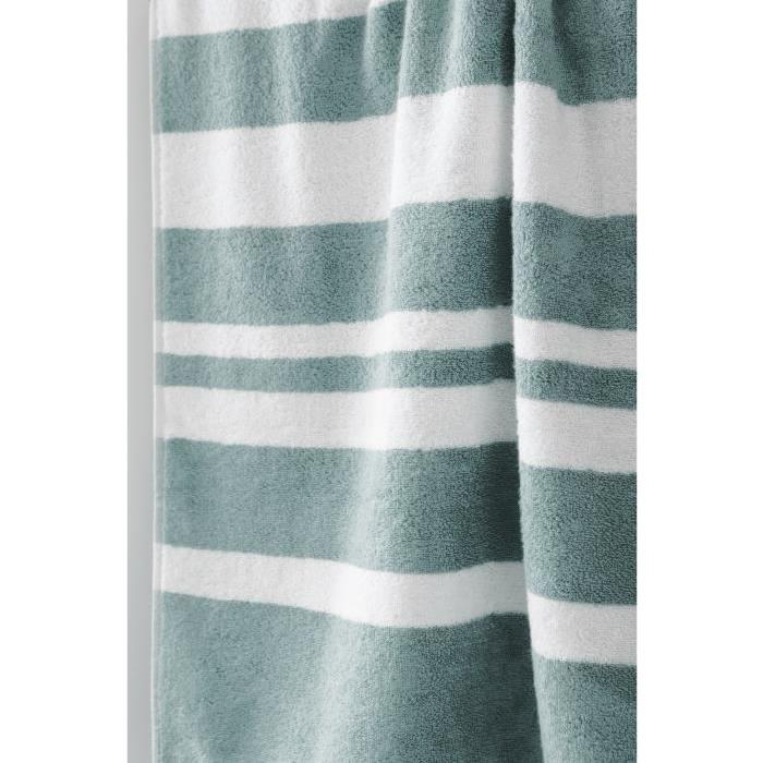 FINLANDEK Set de 2 Draps de douche KYLPY 70x140 cm rayures vert de gris et blanc