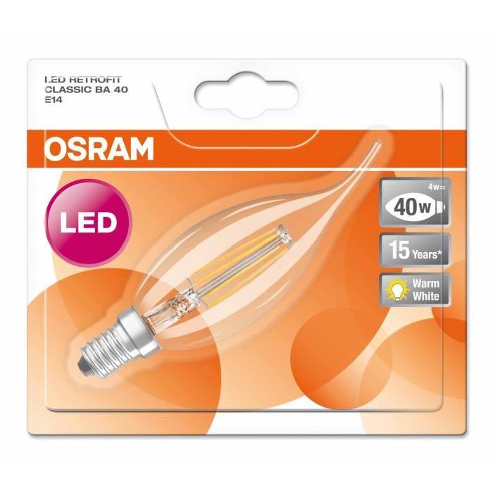 OSRAM Ampoule filament LED E14 4 W équivalent a 40 W blanc chaud