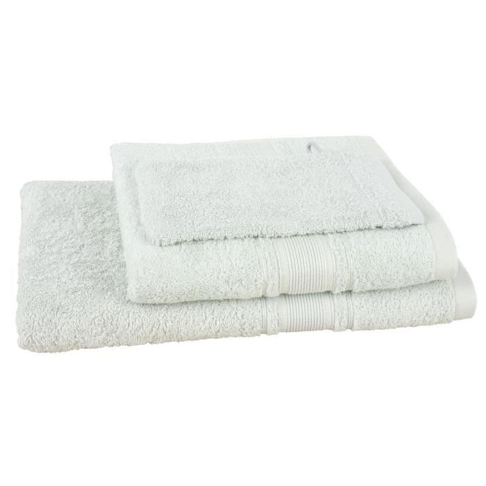 JULES CLARYSSE Lot de 1 serviette + 1 drap de bain + 1 gant de toilette ROYALE - Gris Perle