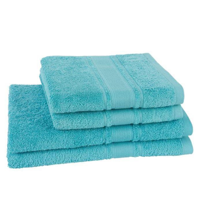 JULES CLARYSSE Lot de 2 draps de bain + 2 serviettes ROYALE - Bleu Ocean