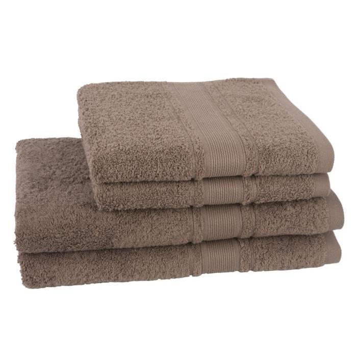 JULES CLARYSSE Lot de 2 draps de bain + 2 serviettes ROYALE - Chocolat