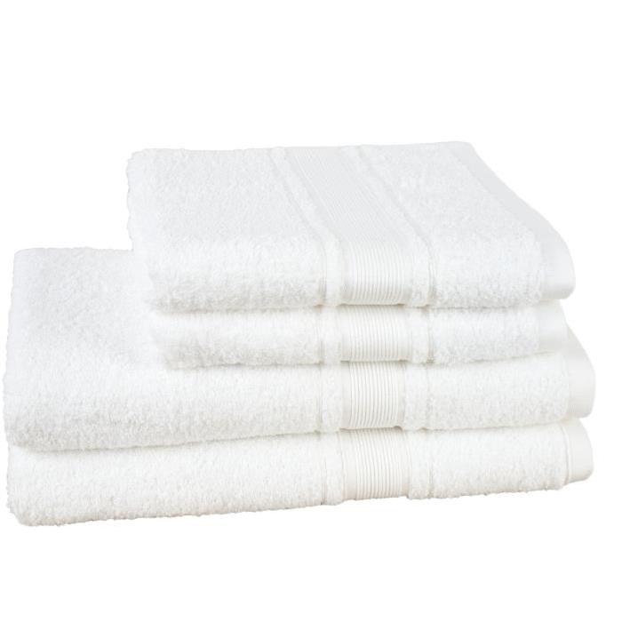 JULES CLARYSSE Lot de 2 draps de bain + 2 serviettes ROYALE - Blanc