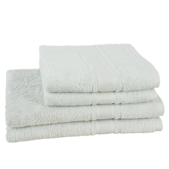 JULES CLARYSSE Lot de 2 draps de bain + 2 serviettes ROYALE - Gris Perle