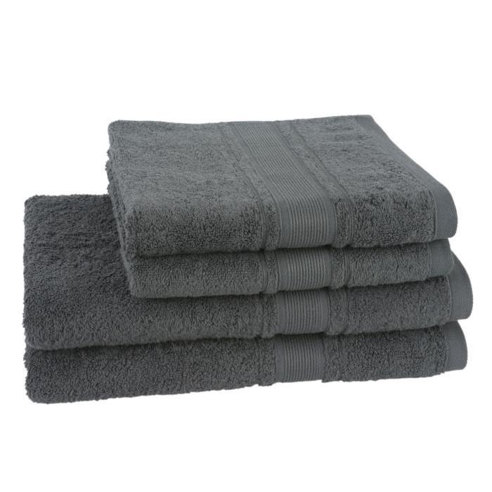 JULES CLARYSSE Lot de 2 draps de bain + 2 serviettes ROYALE - Gris Foncé