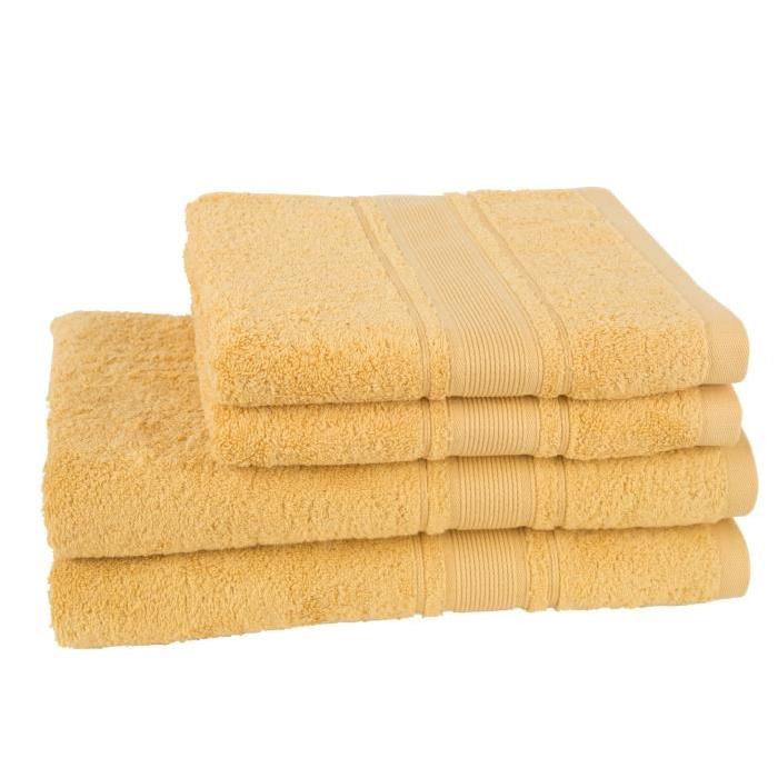 JULES CLARYSSE Lot de 2 draps de bain + 2 serviettes ROYALE - Jaune