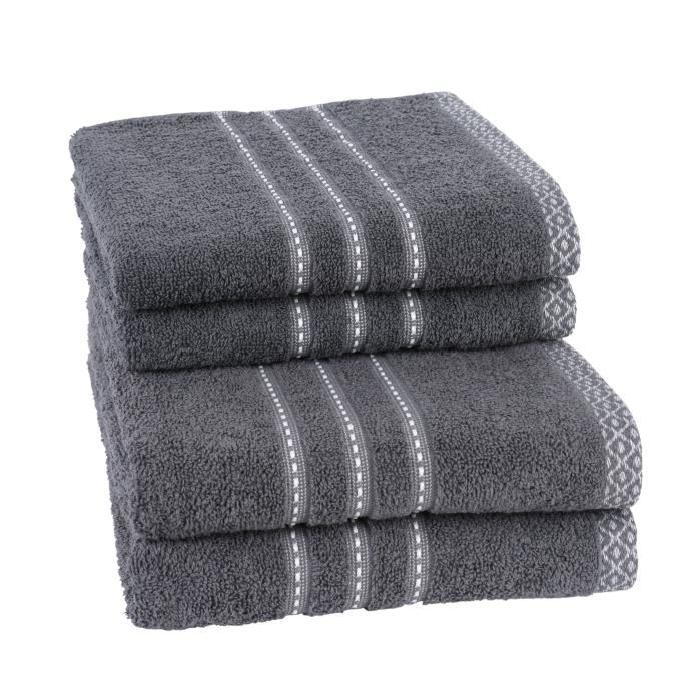 JULES CLARYSSE Lot de 2 draps de bain + 2 serviettes de toilette MIEL - Gris