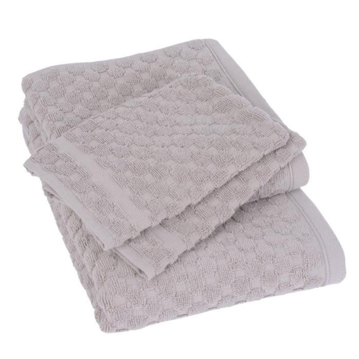 JULES CLARYSSE Lot de 1 drap 70x140 cm + 1 serviette 50x100 cm + 2 gants 15x21 cm Eliot sable