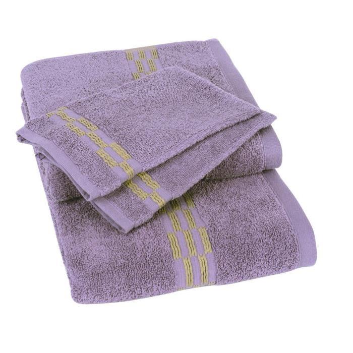 JULES CLARYSSE Lot de 1 drap 70x140 cm + 1 serviette 50x100 cm + 2 gants 15x21 cm Yeni violet