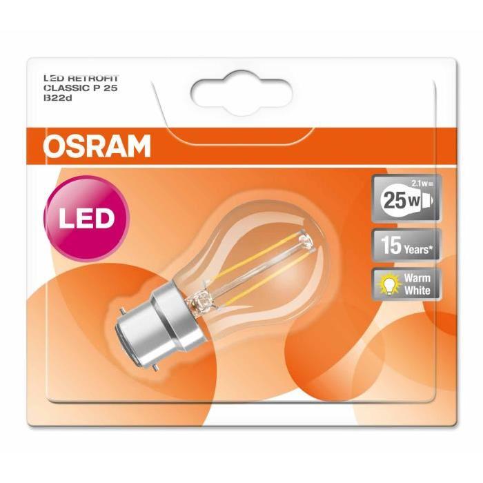 OSRAM Ampoule filament LED B22 2 W équivalent a 25 W blanc chaud