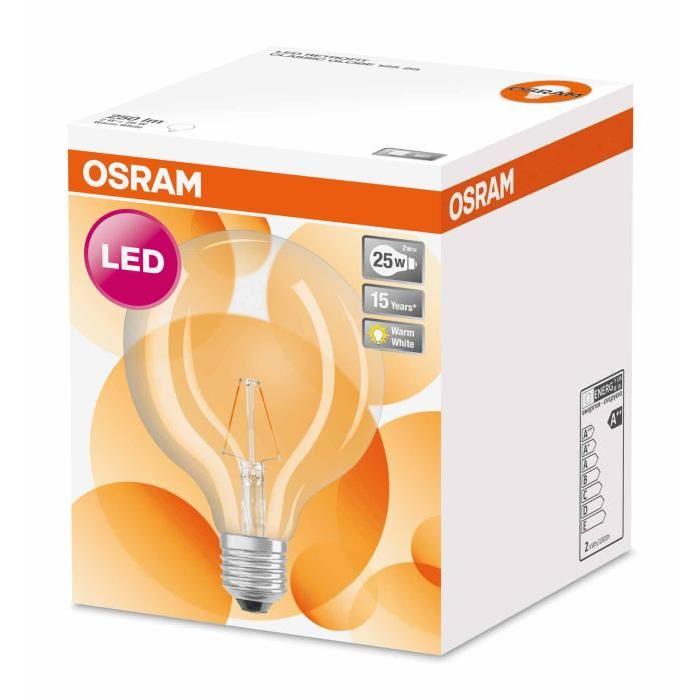 OSRAM Ampoule filament LED E27 2 W équivalent a 25 W blanc chaud