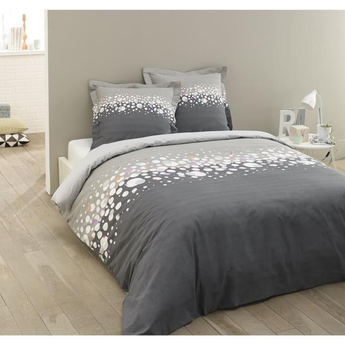 VISION Parure de couette JULES - 1 housse de couette 220x240cm + 2 taies d'oreillers 65x65cm - Gris