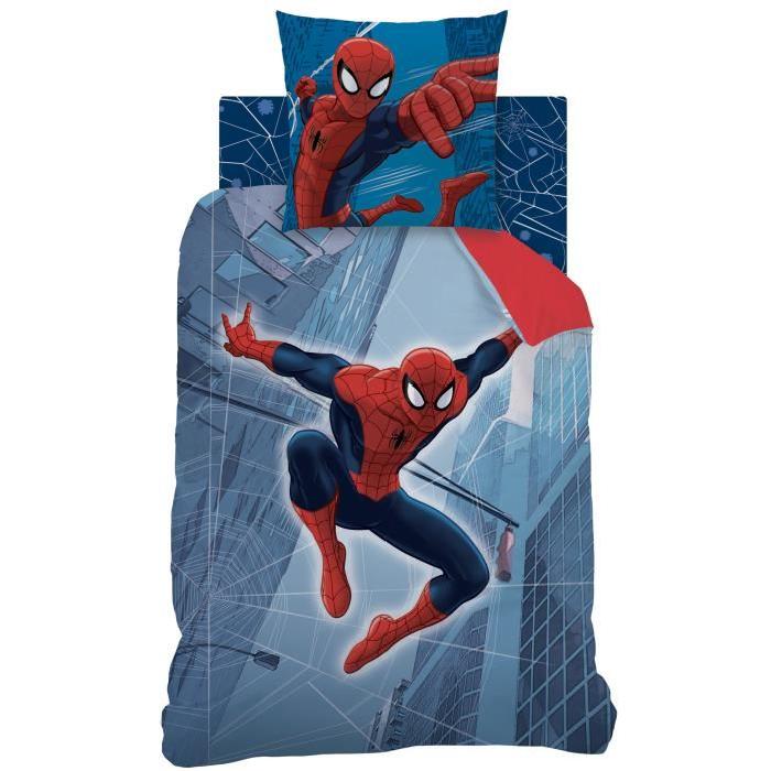 SPIDERMAN TOWER Parure de Couette enfant Coton 140 x 200 cm